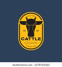 animal cattle livestock cows head milk beef geometric badge vintage logo design vector