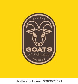 animal cattle livestock goat horned milk lamb line vintage retro badge logo design vector