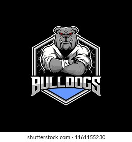 Animal Character Bulldog cartoon for martial arts MMA logo template