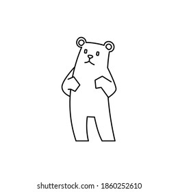 Animal character concept illustration in line art style. Bear icon design