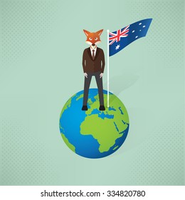 Animal character concept,businessman design,clean vector