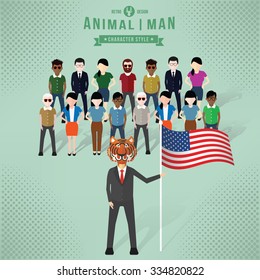 Animal character concept,businessman design,clean vector