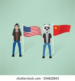 Animal character concept,businessman design,clean vector