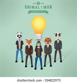 Animal character concept,businessman design,clean vector