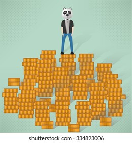 Animal character concept,businessman design,clean vector