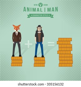 Animal character concept,businessman design,clean vector