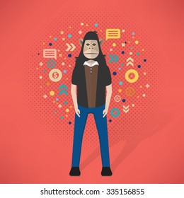 Animal character concept,businessman design,clean vector