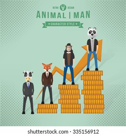Animal character concept,businessman design,clean vector