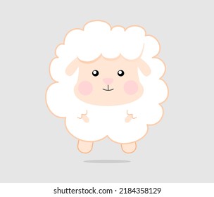 Animal character, cute little sheep in grey background