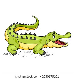 Animal character funny crocodile in cartoon style. Children's illustration. Vector illustration for design and decoration.
