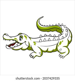 Animal character funny crocodile in line style. Children's illustration. Vector illustration for design and decoration.