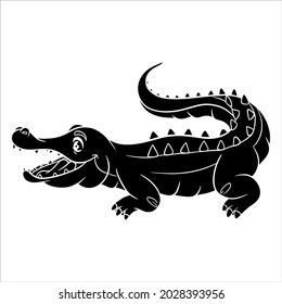 Animal character funny crocodile silhouette. Children's illustration. Vector illustration for design and decoration.