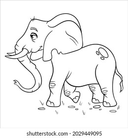 Animal character funny elephant in line style. Children's illustration. Vector illustration for design and decoration.