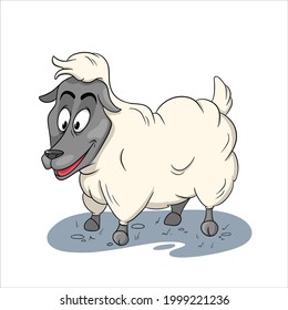 Animal character funny sheep in cartoon style. Children's illustration. Vector isolated on white background for book decoration and design.