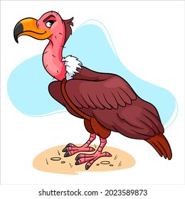 Animal character funny vulture in cartoon style. Children's illustration. Vector illustration for design and decoration.