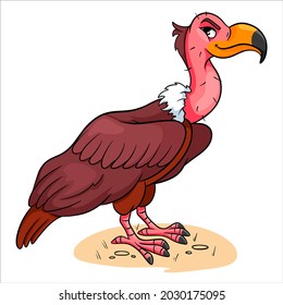 Animal character funny vulture in cartoon style. Children's illustration. Vector illustration for design and decoration.