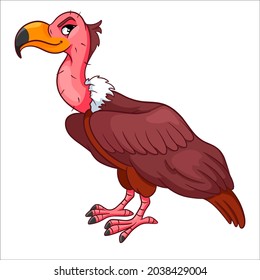 Animal character funny vulture in cartoon style. Children's illustration. Vector illustration for design and decoration.
