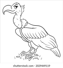 Animal character funny vulture in line style. Children's illustration. Vector illustration for design and decoration.