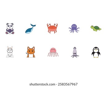 Animal Character Illustration Element Set
