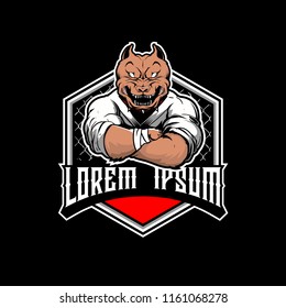 Animal Character Pitbull martial arts athlete MMA logo template