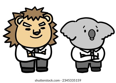 Animal characters anthropomorphic set illustration.