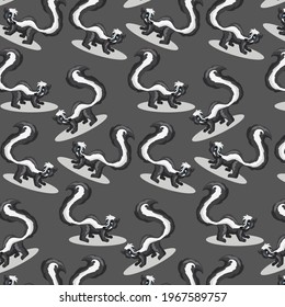 Animal characters. Funny skunk. Seamless pattern. Cartoon style. For illustrating books. Children's illustration.