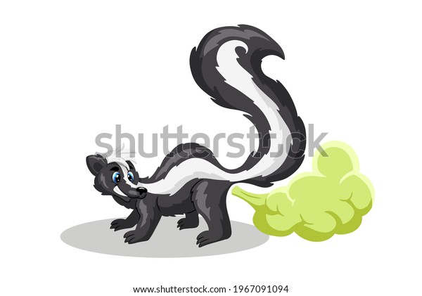 Animal Characters Funny Skunk Smelly Cloud Stock Vector (Royalty Free ...