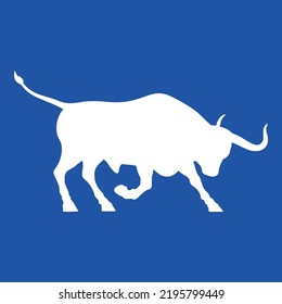 Animal Charge Horns Attack Angry Bull Preparation Blue Vector