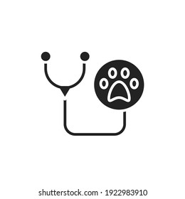 Animal checkup black glyph icon. Isolated vector element. Outline pictogram for web page, mobile app, promo.