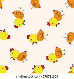 animal chicken cartoon , cartoon seamless pattern background