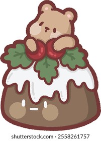 Animal with chocolate cake - grizzly bear