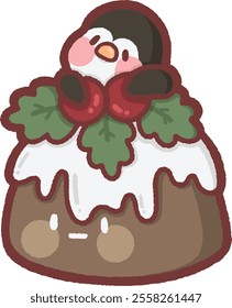 Animal with chocolate cake - penguin