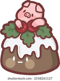 Animal with chocolate cake - pig