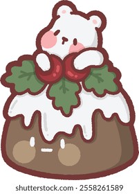 Animal with chocolate cake - polar bear