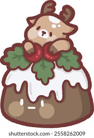 Animal with chocolate cake - reindeer