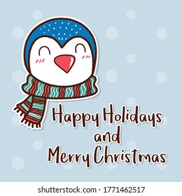 Animal christmas and new year text hand drawn lettering holiday 