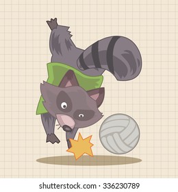 Animal civet doing sports cartoon theme elements