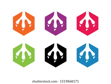 Animal claw logo template, hexagon shape icon set, beast claw symbol - Vector