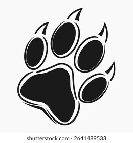 The animal claw mark footprint is a simple, yet striking graphic. Rendered in black vector art, the illustration captures the essence of a powerful paw and strength.