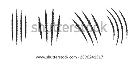 Animal claw marks. Scratches flat vector elements set.