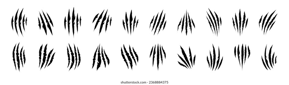 Animal claw scratches. Claws icons. Scratches collection. Silhouette style vector icons.