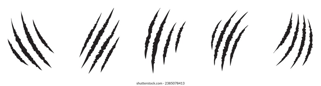 Animal claw scratches. Claws icons. Scratches collection. Silhouette style vector icons