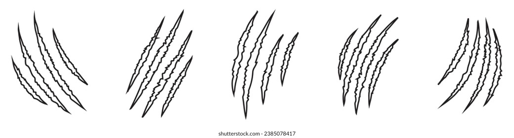 Animal claw scratches. Claws icons. Scratches collection. Silhouette style vector icons