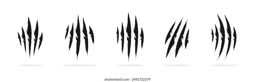 Animal claw scratches. Claws icons. Scratch icon set. Silhouette style vector icons.