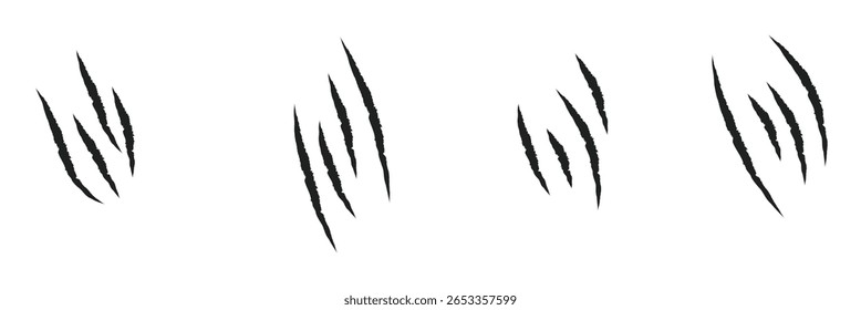 Animal Claw scratches mark set. Cat tiger scratches paw shape. isolated on White background . EPS 10 . 