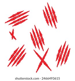 Animal claw scratches and marks. Icon, flat style, black silhouette. Vector isolated on white background. Scratches from cat, tiger, lion, dog, jaguar, bear, puma, leopard.7891