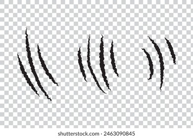 Animal claws scratches icons set. Collection of scratched claws.