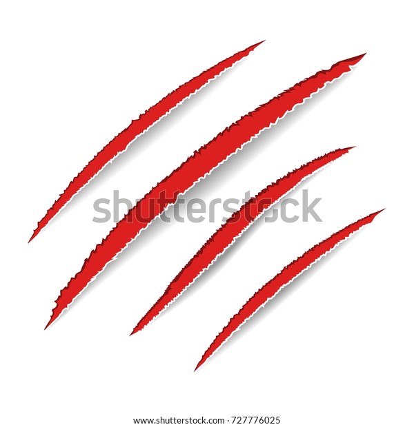 Animal Claws Scratches Red Bloody Claw Stock Vector (Royalty Free ...