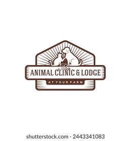 Animal clinic and lodge with dog and cat logo design