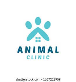 Animal Clinic Logo design vector template with flat color Concept style. Medicine Symbol for animal house, animal Hospital, veterinarian, business and company.